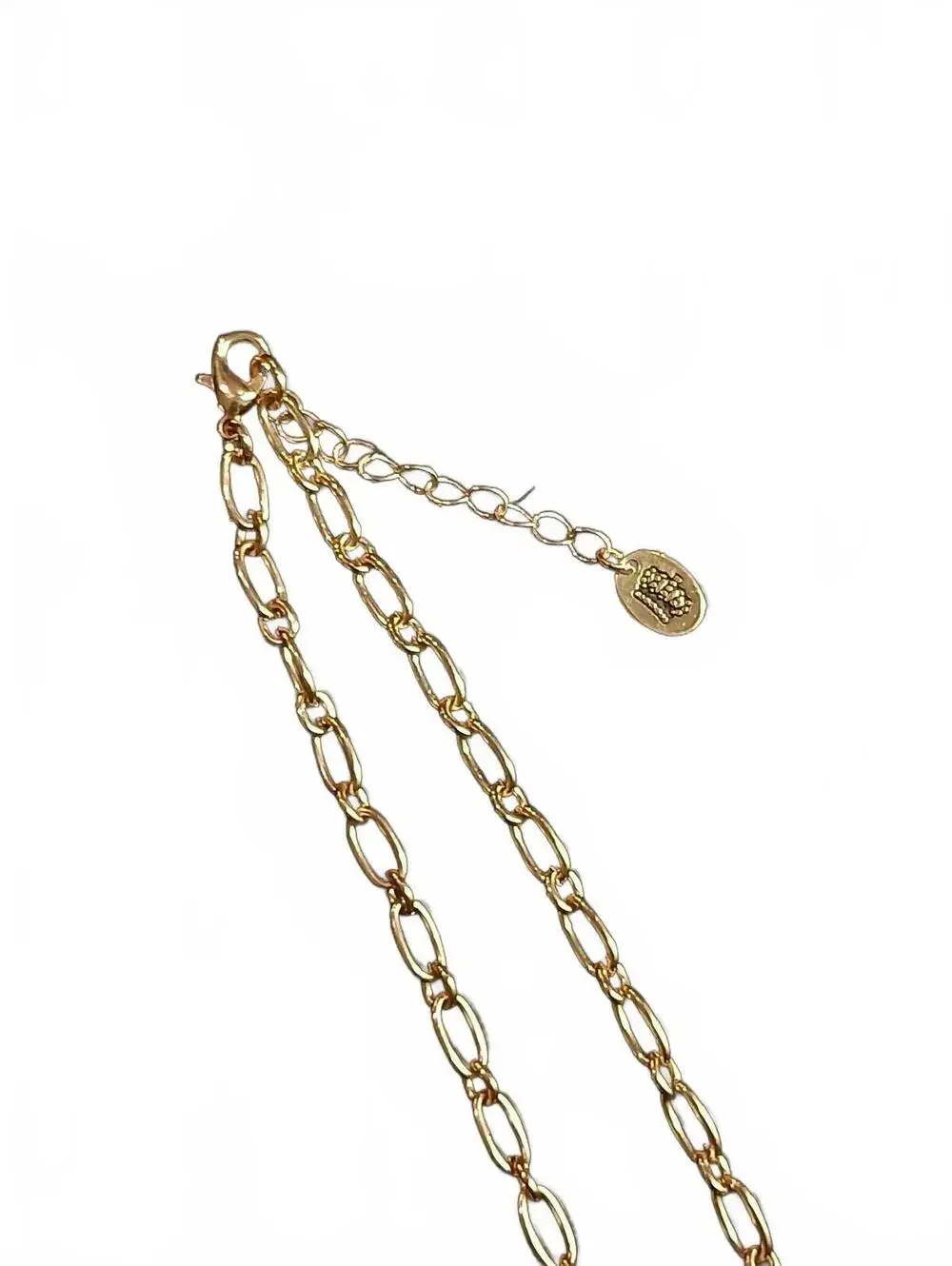 Juicy Couture Bow Heart Pearl Rhinestone Gold Tone Necklace Y2K McBling